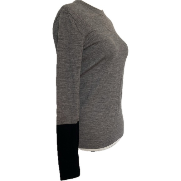 Club Monaco Crew Neck Sweater; Grey & Black 100% Merino Wool; Sz Med - Picture 2 of 10
